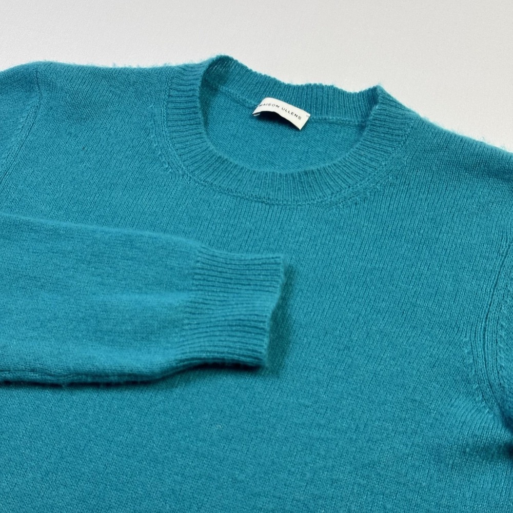 Maison Ullens Sweater Womens Small Blue Cashmere Silk Crewneck‎ Pullover Italy
